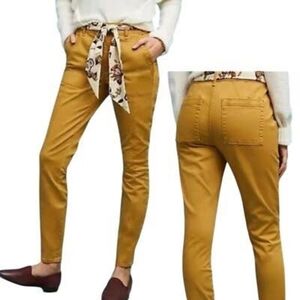 Anthropologie Jefferson Mustard Yellow Slim Utility Pants Womens Size 30